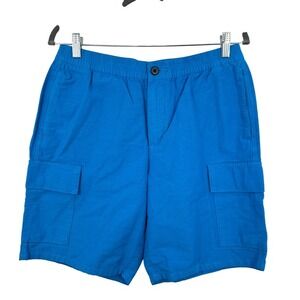 Everlane Mens Organic Cotton‎ Linen Cargo Shorts Cobalt Blue Summer Vacation NWT
